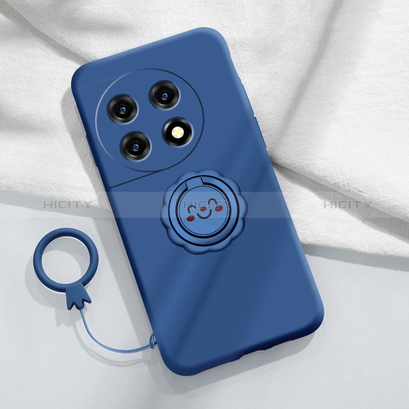 Funda Silicona Carcasa Ultrafina Goma con Magnetico Anillo de dedo Soporte S01 para OnePlus 11R 5G Azul