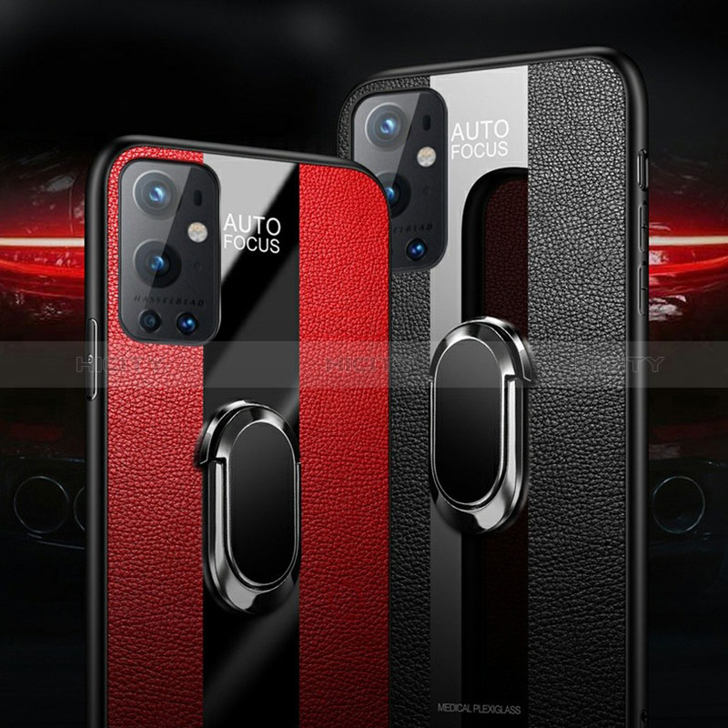 Funda Silicona Carcasa Ultrafina Goma con Magnetico Anillo de dedo Soporte S01 para OnePlus 9 Pro 5G