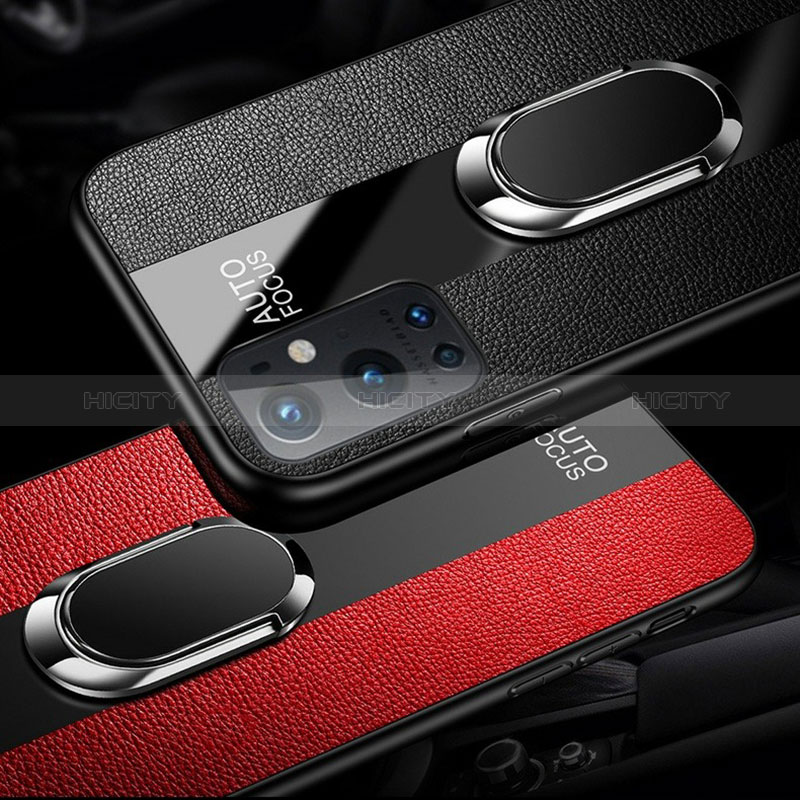 Funda Silicona Carcasa Ultrafina Goma con Magnetico Anillo de dedo Soporte S01 para OnePlus 9 Pro 5G