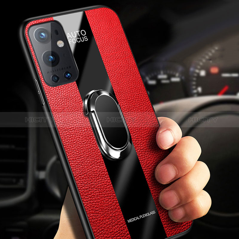 Funda Silicona Carcasa Ultrafina Goma con Magnetico Anillo de dedo Soporte S01 para OnePlus 9 Pro 5G