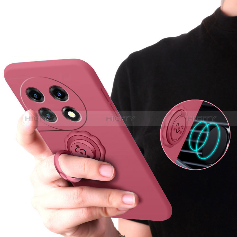 Funda Silicona Carcasa Ultrafina Goma con Magnetico Anillo de dedo Soporte S01 para OnePlus Ace 2 5G