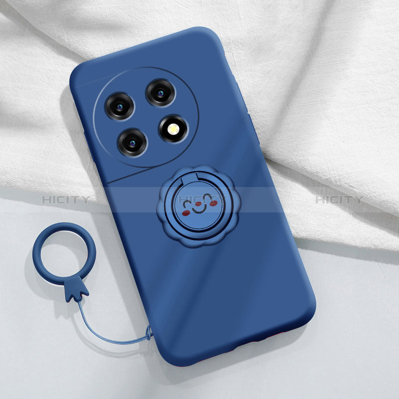 Funda Silicona Carcasa Ultrafina Goma con Magnetico Anillo de dedo Soporte S01 para OnePlus Ace 2 5G Azul