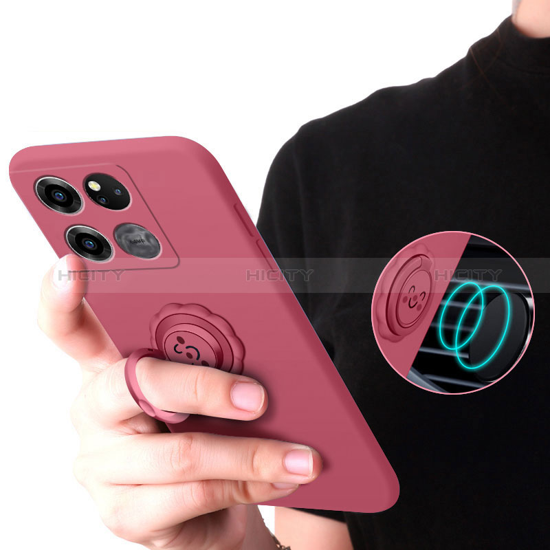 Funda Silicona Carcasa Ultrafina Goma con Magnetico Anillo de dedo Soporte S01 para OnePlus Ace Pro 5G