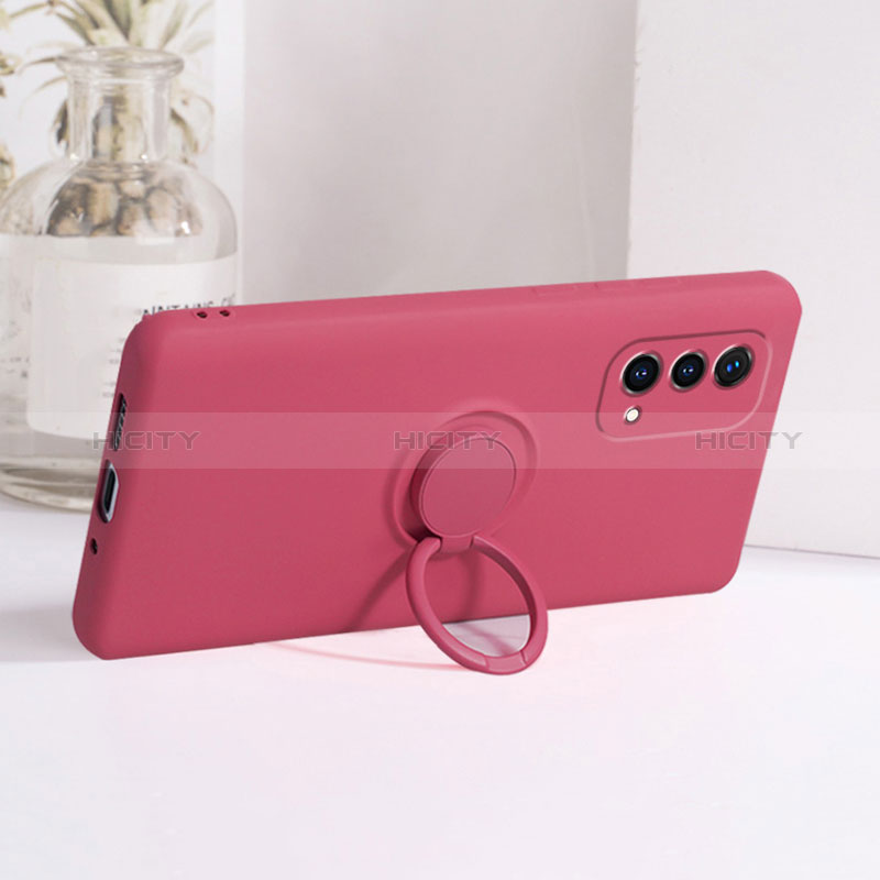 Funda Silicona Carcasa Ultrafina Goma con Magnetico Anillo de dedo Soporte S01 para Oppo A54 5G