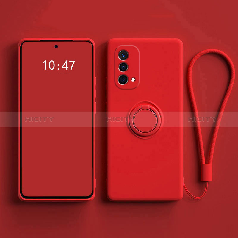 Funda Silicona Carcasa Ultrafina Goma con Magnetico Anillo de dedo Soporte S01 para Oppo A54 5G Rojo