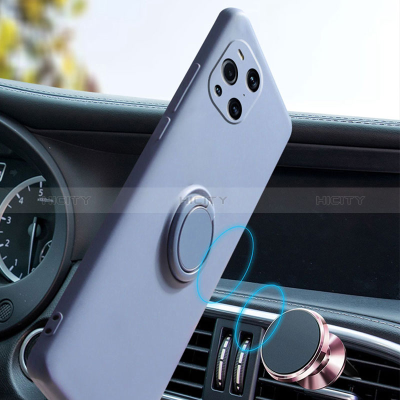 Funda Silicona Carcasa Ultrafina Goma con Magnetico Anillo de dedo Soporte S01 para Oppo Find X3 5G