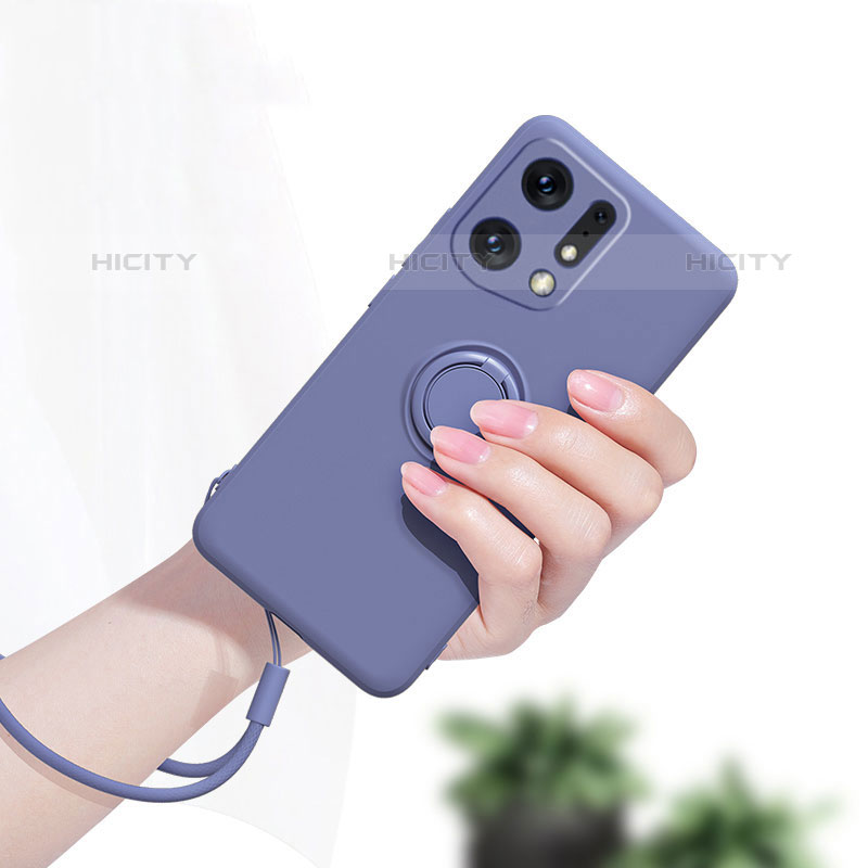 Funda Silicona Carcasa Ultrafina Goma con Magnetico Anillo de dedo Soporte S01 para Oppo Find X5 Pro 5G