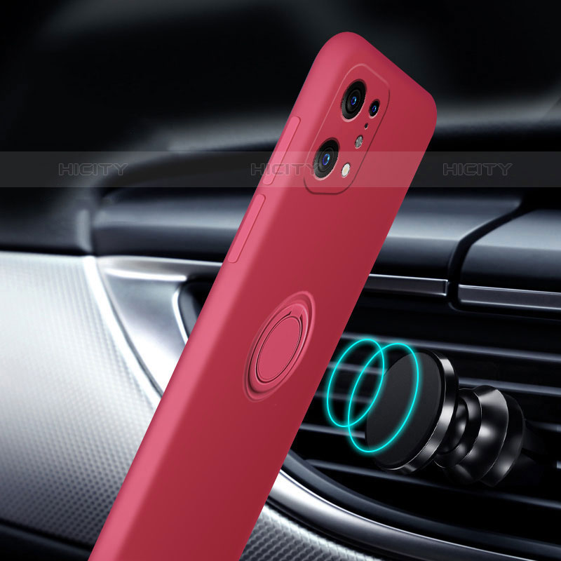 Funda Silicona Carcasa Ultrafina Goma con Magnetico Anillo de dedo Soporte S01 para Oppo Find X5 Pro 5G