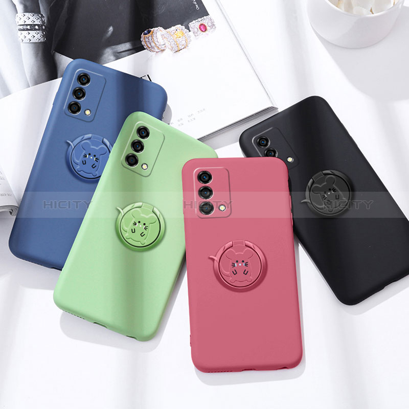 Funda Silicona Carcasa Ultrafina Goma con Magnetico Anillo de dedo Soporte S01 para Oppo K9 5G