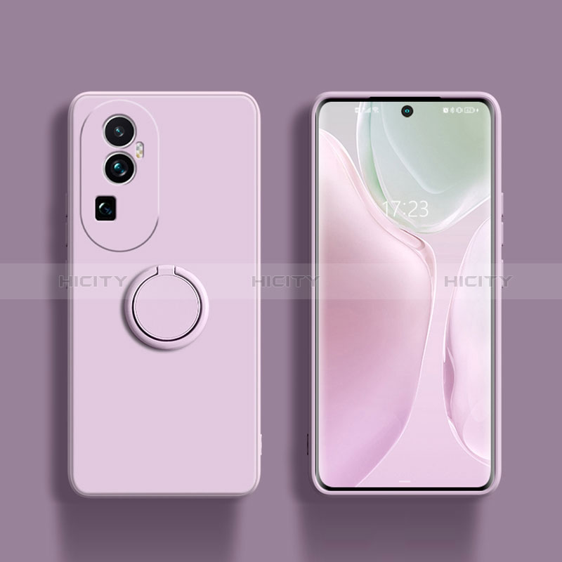 Funda Silicona Carcasa Ultrafina Goma con Magnetico Anillo de dedo Soporte S01 para Oppo Reno10 Pro+ Plus 5G