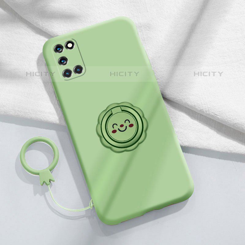 Funda Silicona Carcasa Ultrafina Goma con Magnetico Anillo de dedo Soporte S01 para Oppo Reno6 Pro+ Plus 5G Menta Verde