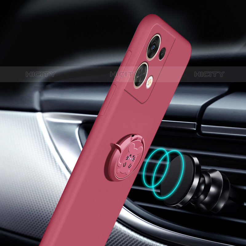 Funda Silicona Carcasa Ultrafina Goma con Magnetico Anillo de dedo Soporte S01 para Oppo Reno8 5G