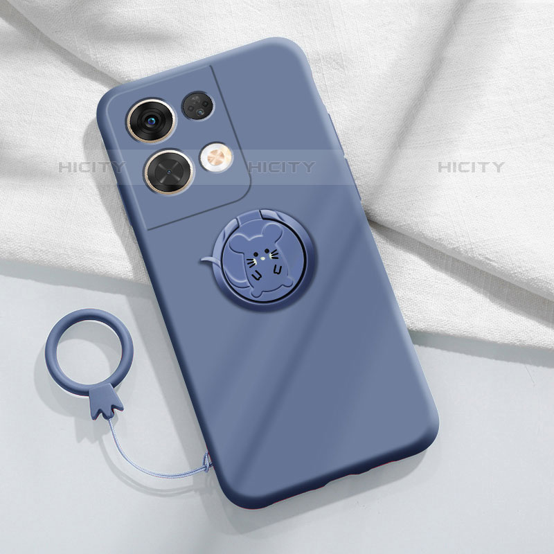 Funda Silicona Carcasa Ultrafina Goma con Magnetico Anillo de dedo Soporte S01 para Oppo Reno8 5G