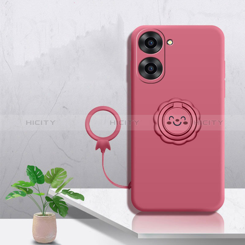 Funda Silicona Carcasa Ultrafina Goma con Magnetico Anillo de dedo Soporte S01 para Realme 10S 5G