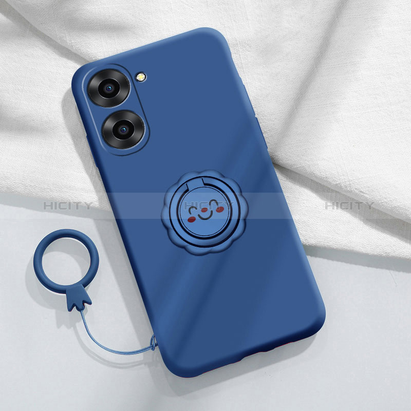 Funda Silicona Carcasa Ultrafina Goma con Magnetico Anillo de dedo Soporte S01 para Realme 10S 5G