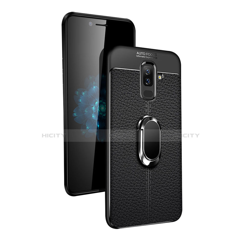 Funda Silicona Carcasa Ultrafina Goma con Magnetico Anillo de dedo Soporte S01 para Samsung Galaxy A6 Plus