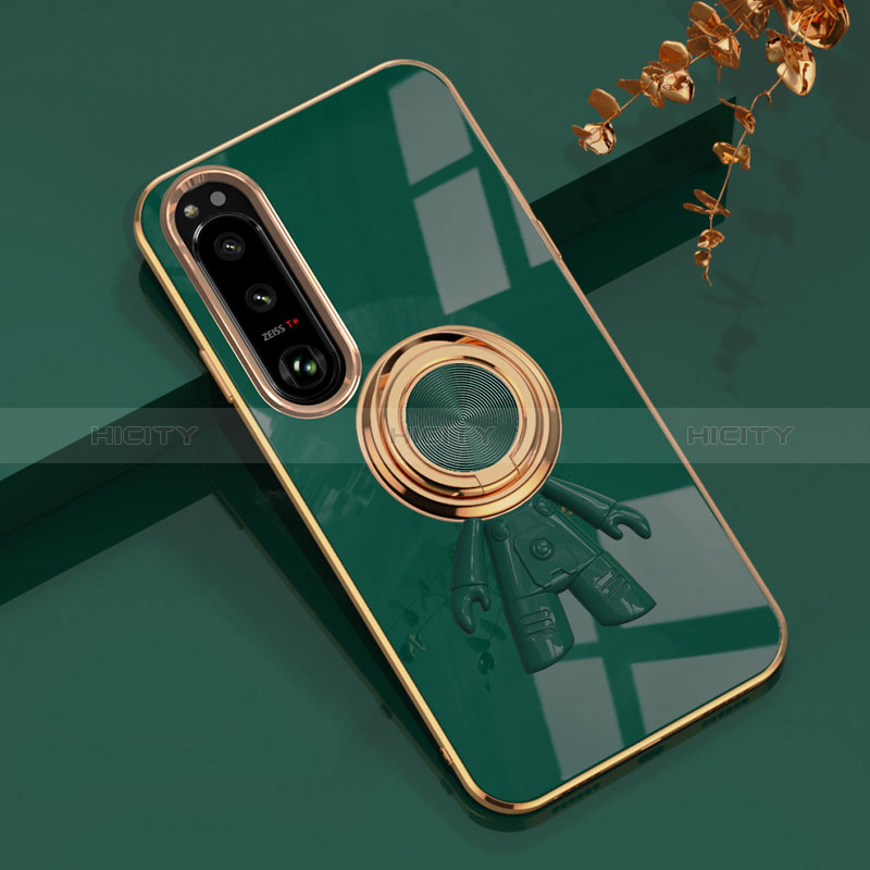 Funda Silicona Carcasa Ultrafina Goma con Magnetico Anillo de dedo Soporte S01 para Sony Xperia 1 IV