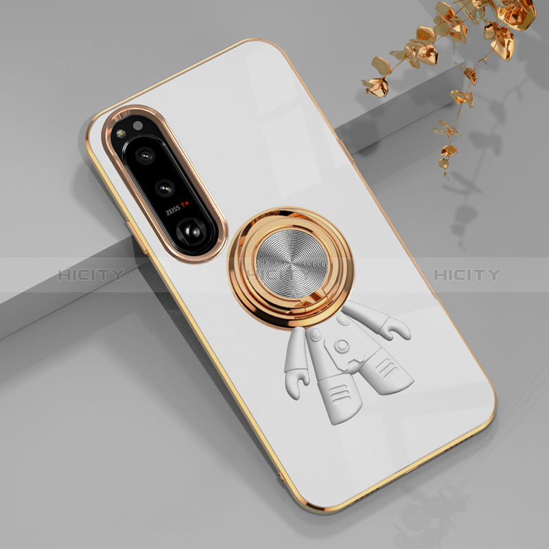 Funda Silicona Carcasa Ultrafina Goma con Magnetico Anillo de dedo Soporte S01 para Sony Xperia 1 IV