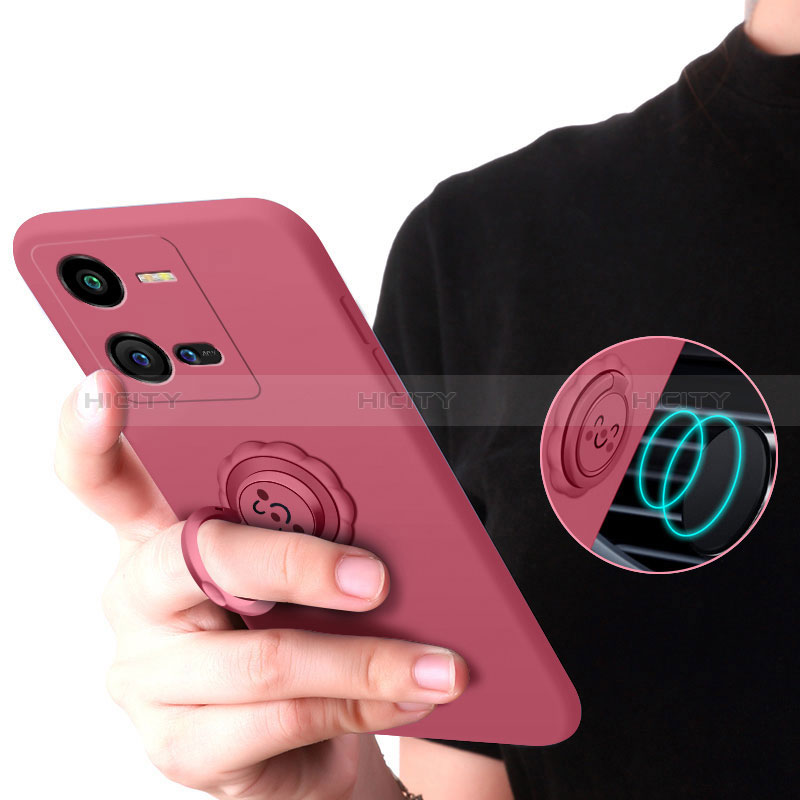 Funda Silicona Carcasa Ultrafina Goma con Magnetico Anillo de dedo Soporte S01 para Vivo iQOO 10 Pro 5G