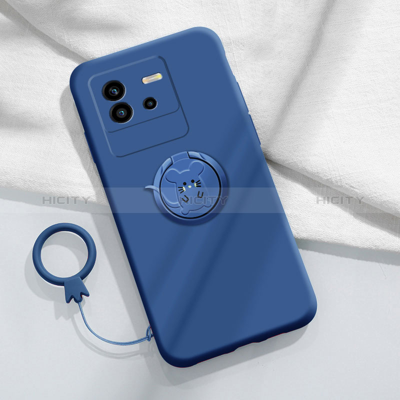 Funda Silicona Carcasa Ultrafina Goma con Magnetico Anillo de dedo Soporte S01 para Vivo iQOO Neo6 SE 5G