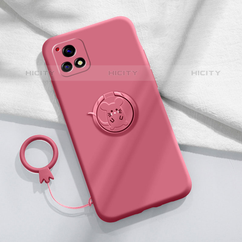 Funda Silicona Carcasa Ultrafina Goma con Magnetico Anillo de dedo Soporte S01 para Vivo iQOO U3x 5G