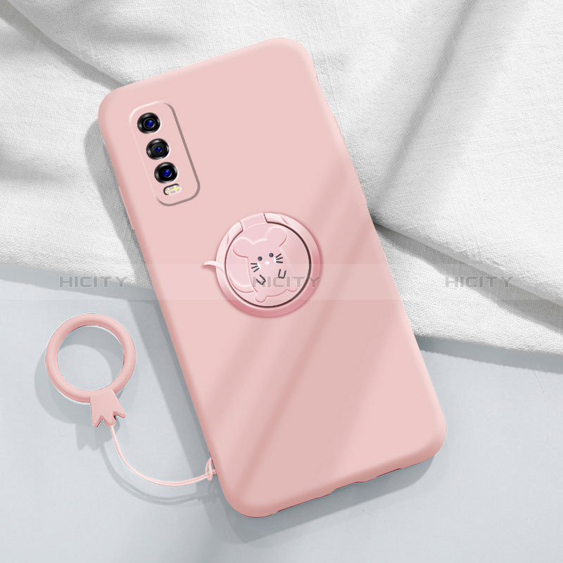 Funda Silicona Carcasa Ultrafina Goma con Magnetico Anillo de dedo Soporte S01 para Vivo Y51s 5G