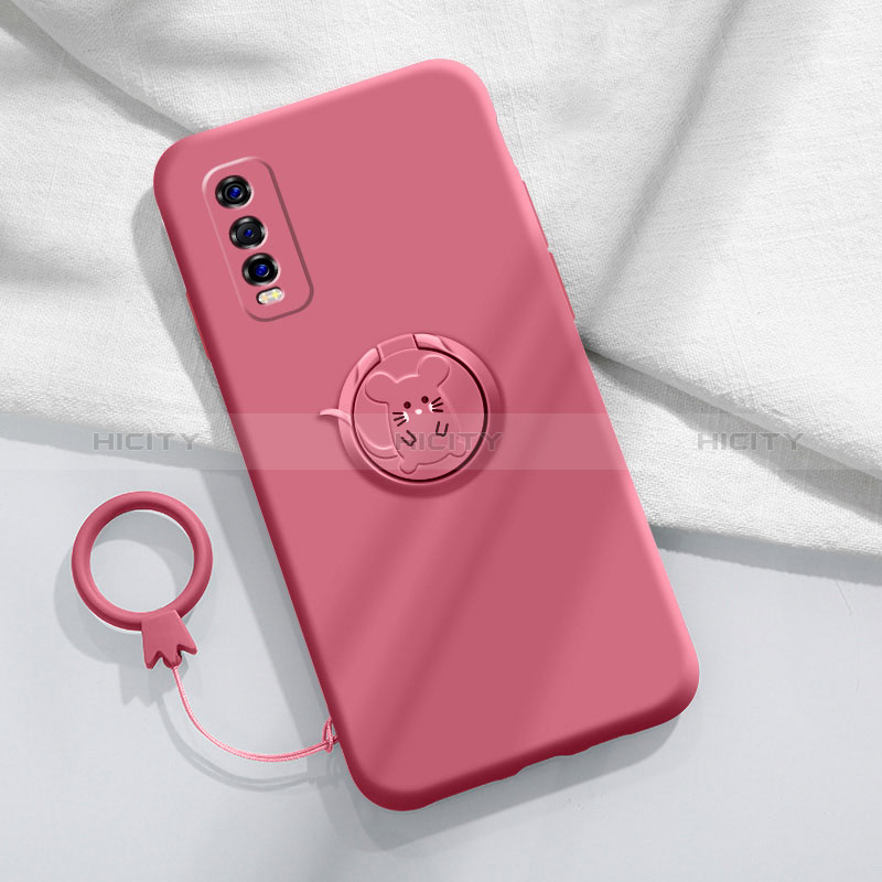 Funda Silicona Carcasa Ultrafina Goma con Magnetico Anillo de dedo Soporte S01 para Vivo Y51s 5G