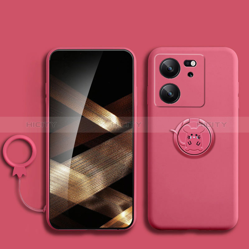 Funda Silicona Carcasa Ultrafina Goma con Magnetico Anillo de dedo Soporte S01 para Xiaomi Mi 13T 5G