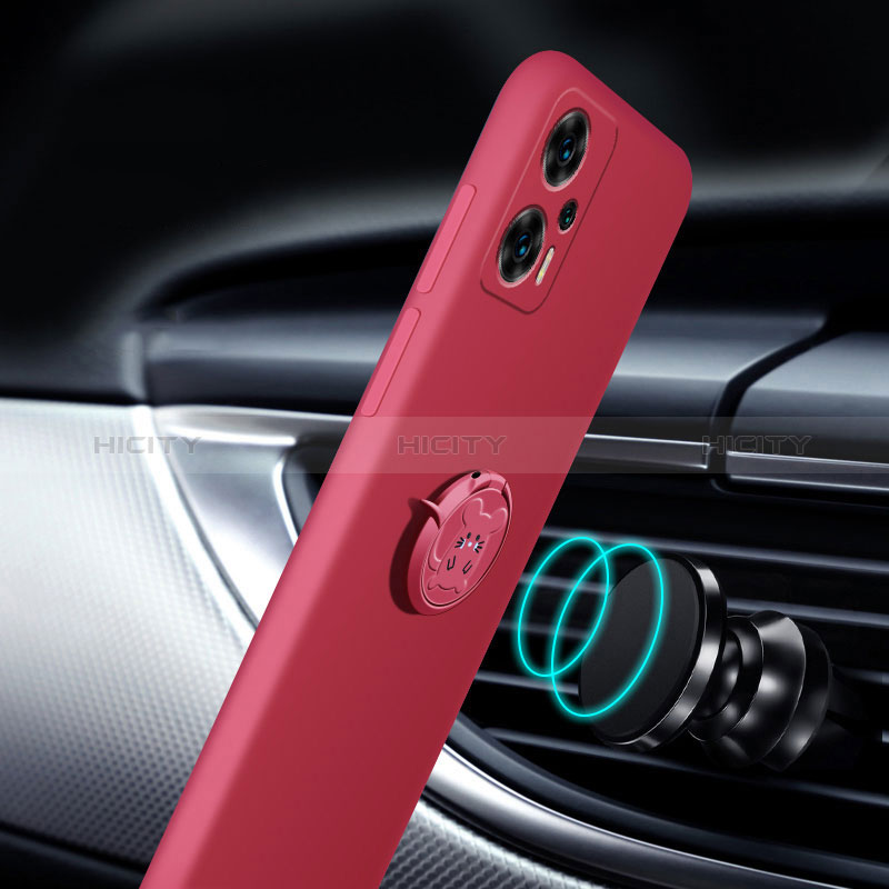 Funda Silicona Carcasa Ultrafina Goma con Magnetico Anillo de dedo Soporte S01 para Xiaomi Redmi Note 12 Turbo 5G