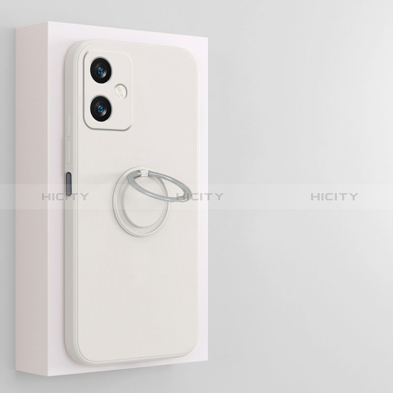 Funda Silicona Carcasa Ultrafina Goma con Magnetico Anillo de dedo Soporte S01 para Xiaomi Redmi Note 12R Pro 5G Blanco