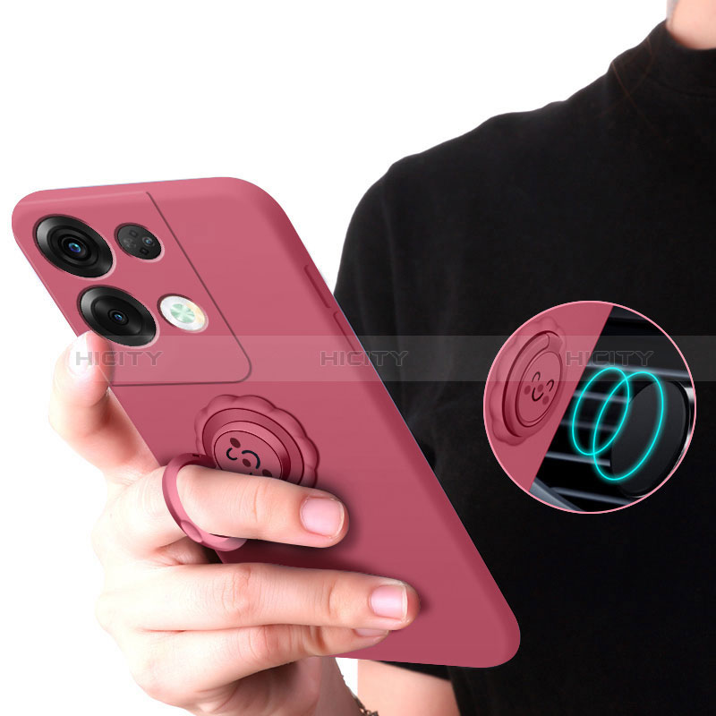 Funda Silicona Carcasa Ultrafina Goma con Magnetico Anillo de dedo Soporte S01 para Xiaomi Redmi Note 13 Pro 5G