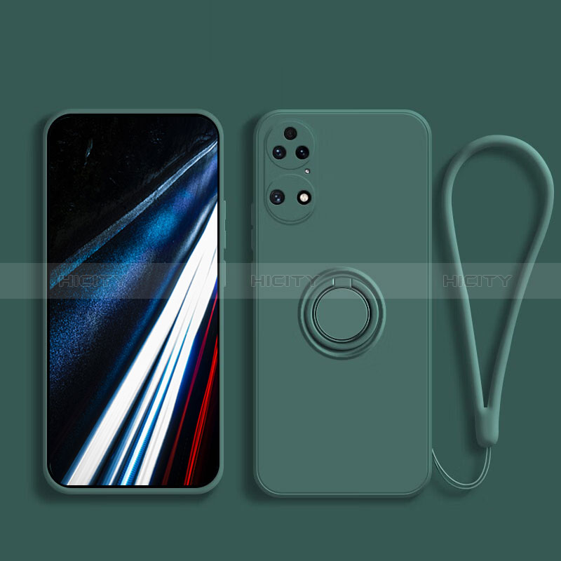 Funda Silicona Carcasa Ultrafina Goma con Magnetico Anillo de dedo Soporte S02 para Huawei P50