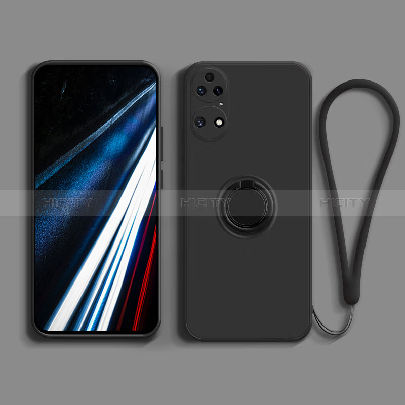 Funda Silicona Carcasa Ultrafina Goma con Magnetico Anillo de dedo Soporte S02 para Huawei P50 Pro