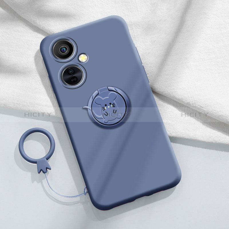 Funda Silicona Carcasa Ultrafina Goma con Magnetico Anillo de dedo Soporte S02 para OnePlus Nord CE 3 5G