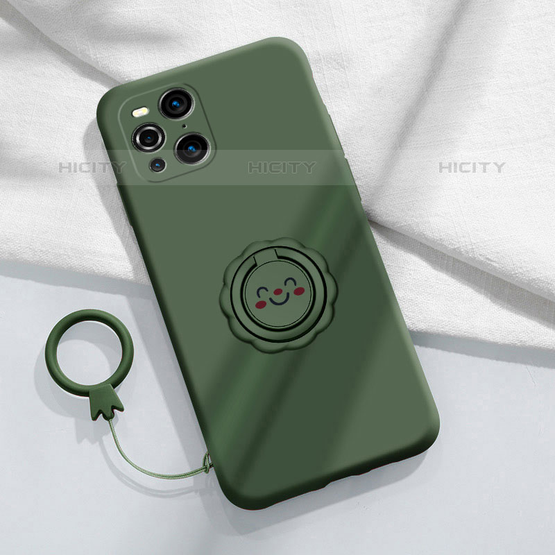 Funda Silicona Carcasa Ultrafina Goma con Magnetico Anillo de dedo Soporte S02 para Oppo Find X3 Pro 5G