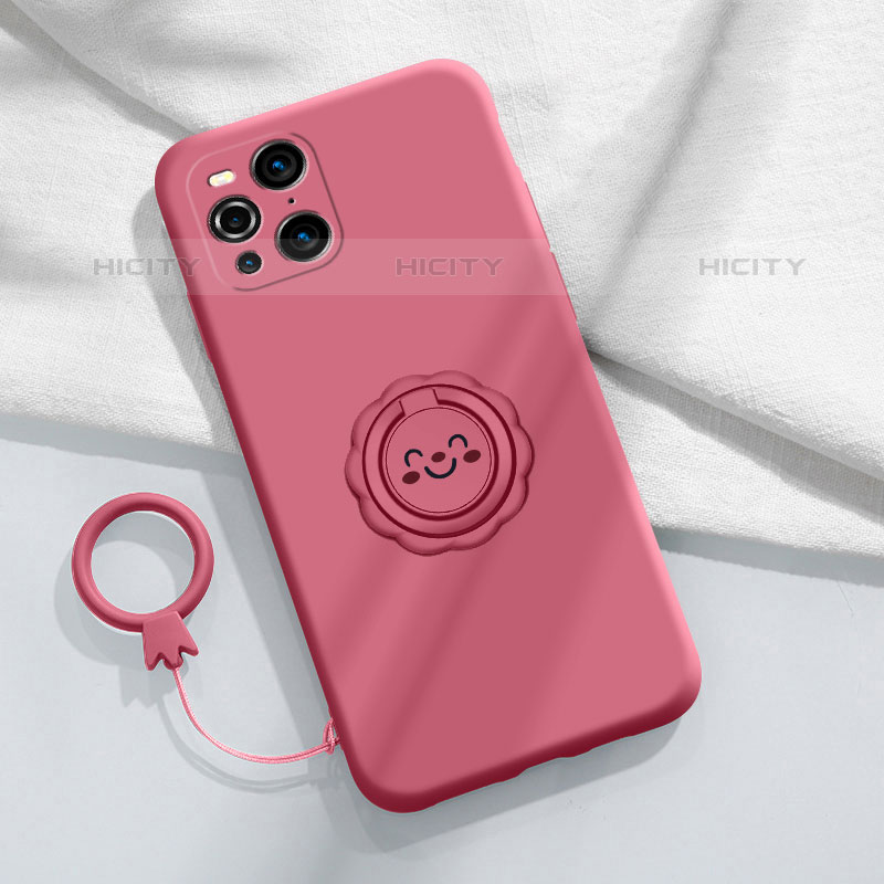 Funda Silicona Carcasa Ultrafina Goma con Magnetico Anillo de dedo Soporte S02 para Oppo Find X3 Pro 5G