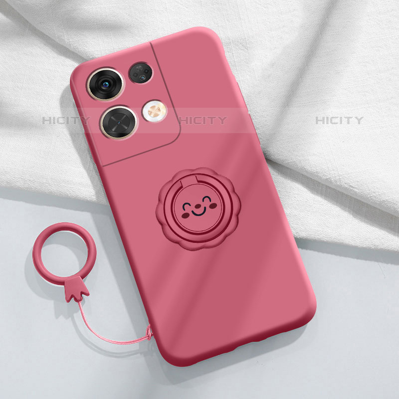 Funda Silicona Carcasa Ultrafina Goma con Magnetico Anillo de dedo Soporte S02 para Oppo Reno8 Pro 5G