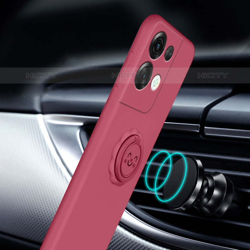 Funda Silicona Carcasa Ultrafina Goma con Magnetico Anillo de dedo Soporte S02 para Oppo Reno9 Pro 5G