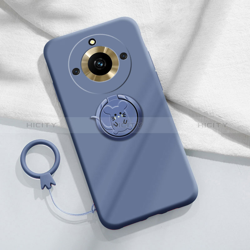 Funda Silicona Carcasa Ultrafina Goma con Magnetico Anillo de dedo Soporte S02 para Realme 11 Pro+ Plus 5G Gris Lavanda