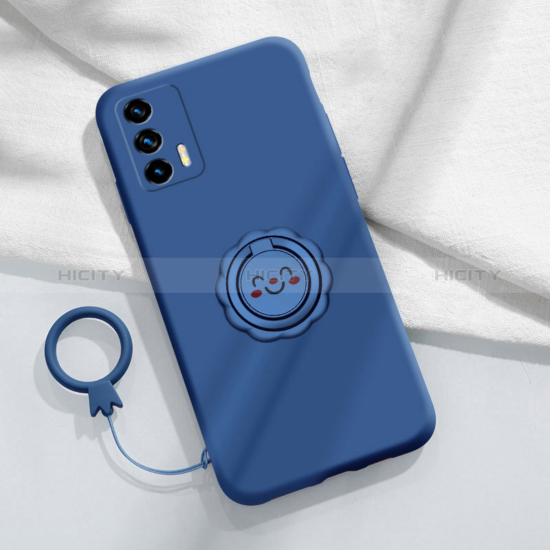 Funda Silicona Carcasa Ultrafina Goma con Magnetico Anillo de dedo Soporte S02 para Realme GT Master 5G Azul