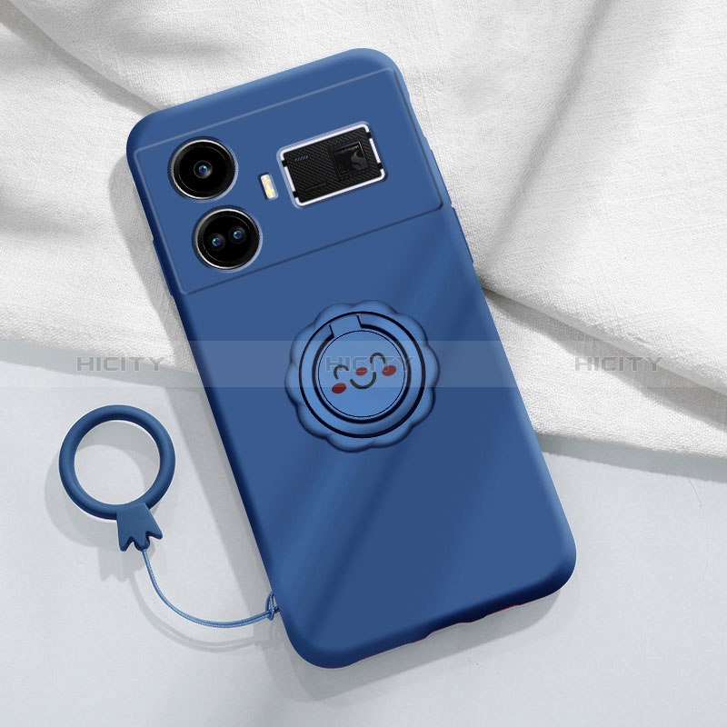 Funda Silicona Carcasa Ultrafina Goma con Magnetico Anillo de dedo Soporte S02 para Realme GT Neo5 240W 5G Azul