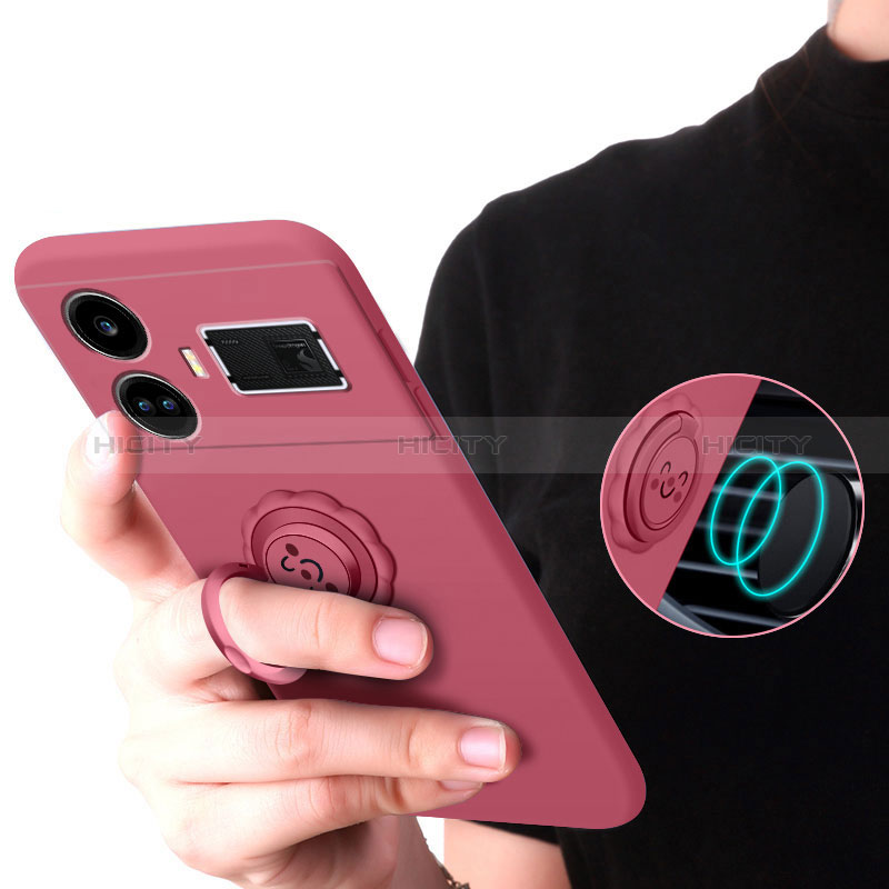 Funda Silicona Carcasa Ultrafina Goma con Magnetico Anillo de dedo Soporte S02 para Realme GT Neo6 5G