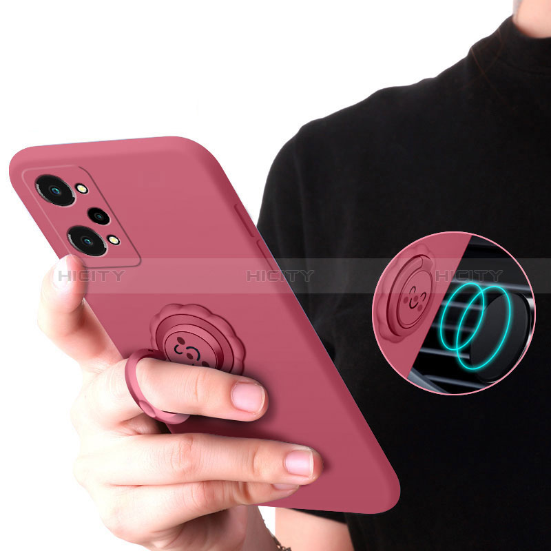 Funda Silicona Carcasa Ultrafina Goma con Magnetico Anillo de dedo Soporte S02 para Realme Q5 Pro 5G