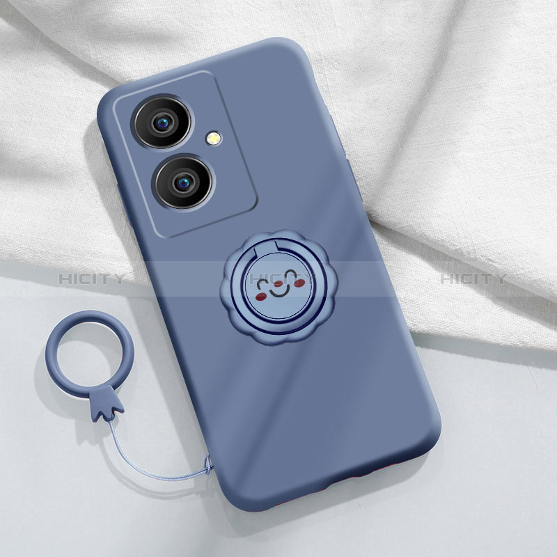 Funda Silicona Carcasa Ultrafina Goma con Magnetico Anillo de dedo Soporte S02 para Vivo V29 Lite 5G Gris Lavanda