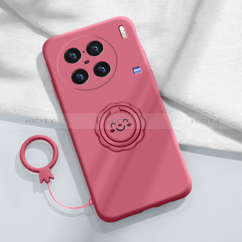 Funda Silicona Carcasa Ultrafina Goma con Magnetico Anillo de dedo Soporte S02 para Vivo X90 Pro+ Plus 5G