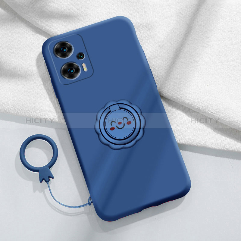 Funda Silicona Carcasa Ultrafina Goma con Magnetico Anillo de dedo Soporte S02 para Xiaomi Poco F5 5G Azul