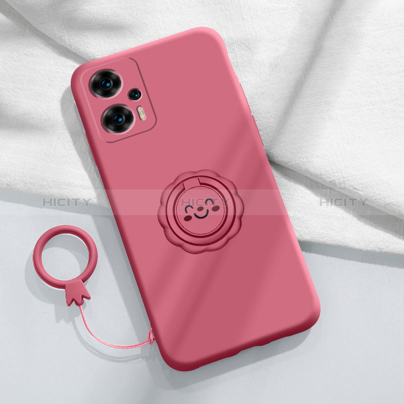 Funda Silicona Carcasa Ultrafina Goma con Magnetico Anillo de dedo Soporte S02 para Xiaomi Poco F5 5G Rosa Roja