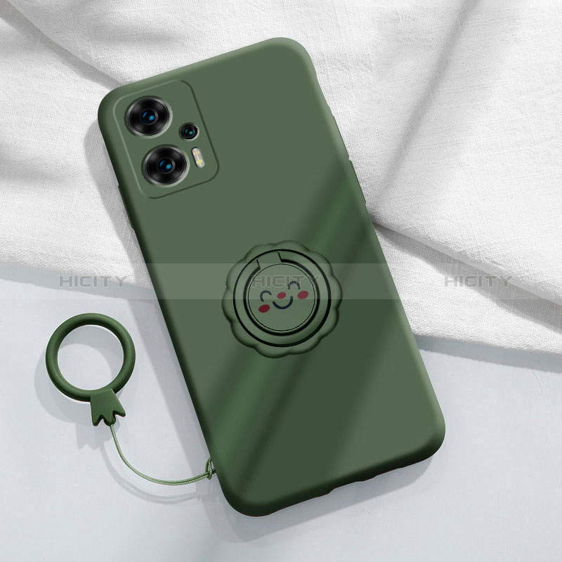 Funda Silicona Carcasa Ultrafina Goma con Magnetico Anillo de dedo Soporte S02 para Xiaomi Poco F5 5G Verde Noche