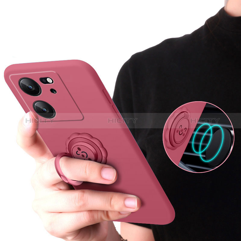 Funda Silicona Carcasa Ultrafina Goma con Magnetico Anillo de dedo Soporte S02 para Xiaomi Redmi K60 Ultra 5G