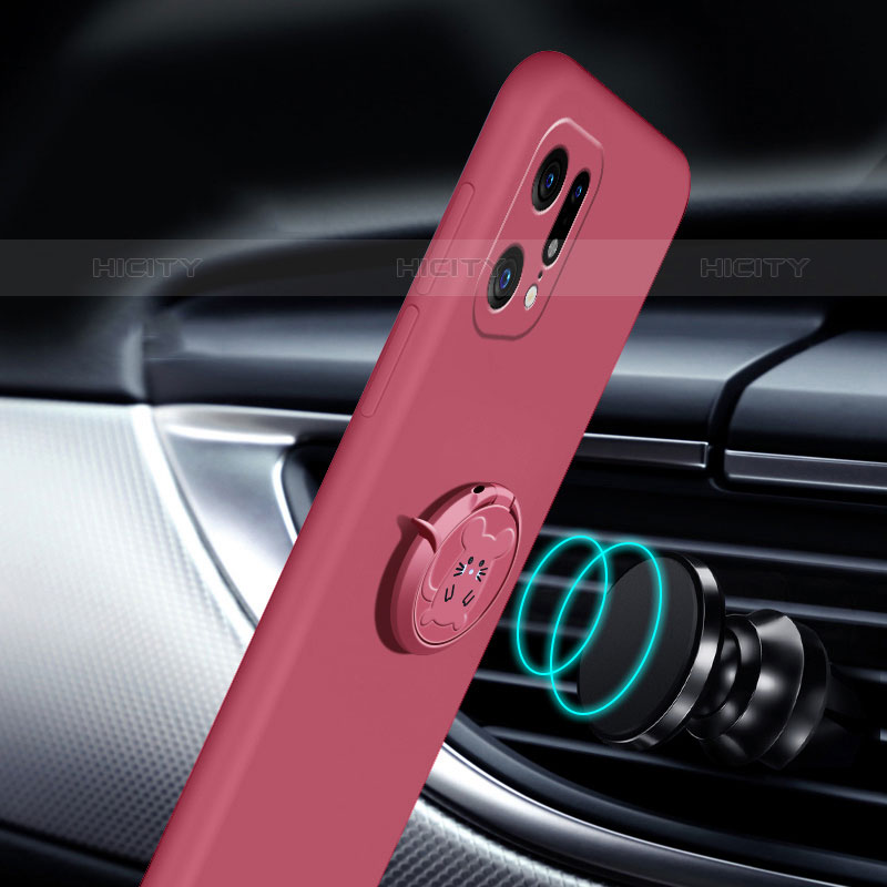 Funda Silicona Carcasa Ultrafina Goma con Magnetico Anillo de dedo Soporte S03 para Oppo Find X5 Pro 5G